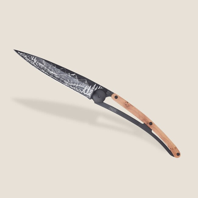 Deejo Tattoo Klappmesser wacholderholz mountain, black