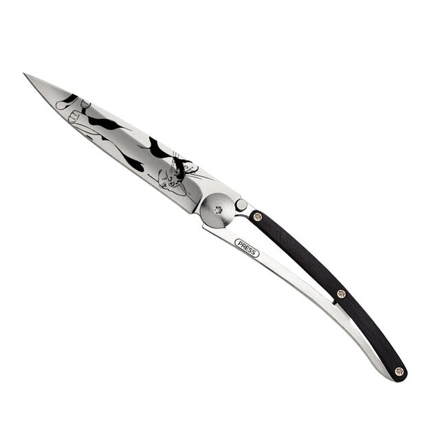 Deejo Tattoo schließmesser ebony wood cat