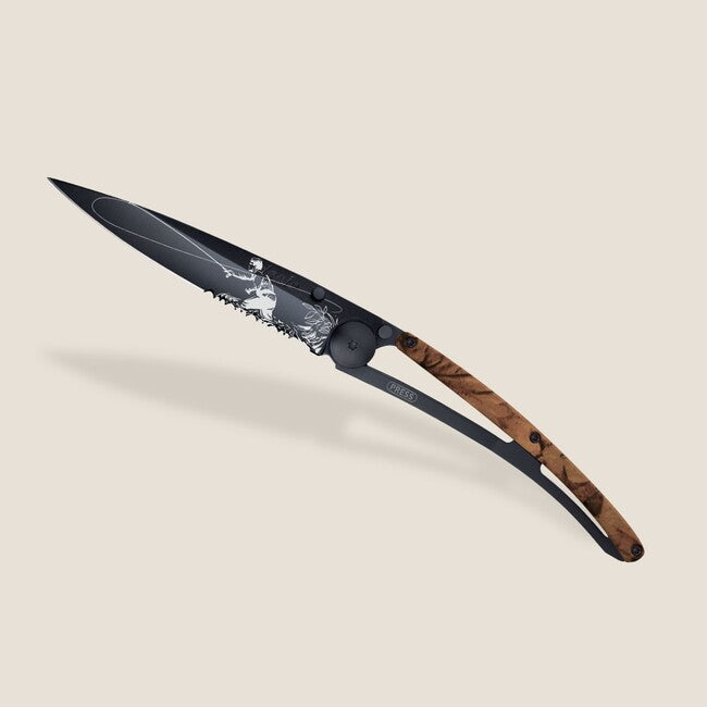 Deejo Tattoo Serration Klappmesser braun camo fliegenfischen