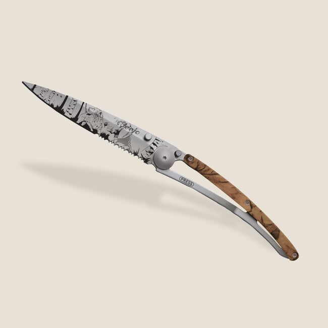 Deejo Tattoo Serration Klappmesser braun camo Hunting Day