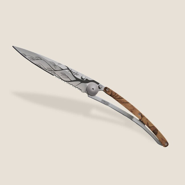 Deejo Tattoo Serration Klappmesser, braun camo Tree