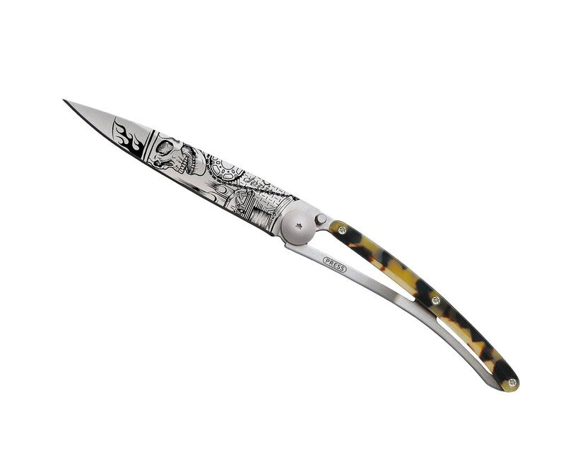 Deejo Tattoo Turtle Klappmesser, grey titan dark turtle ride or die
