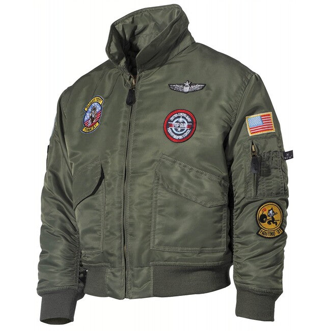 MFH Amerikanische kinder CWU Pilotenjacke mit Aufnäher, OD grün