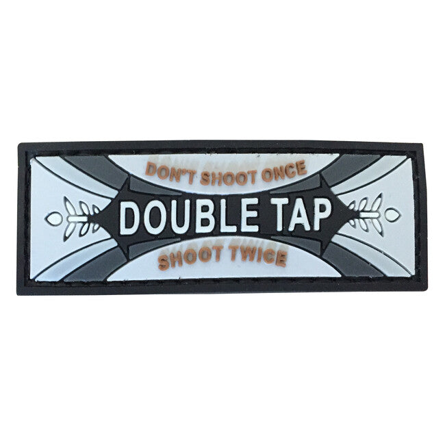 WARAGOD Double Tap Don't Shoot Once Shoot Twice Aufnäher PVC Patch Gray