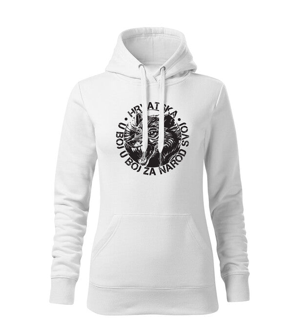 DRAGOWA damenhoodie HR Wolf „u boj u boj za narod svoj“ Weiß