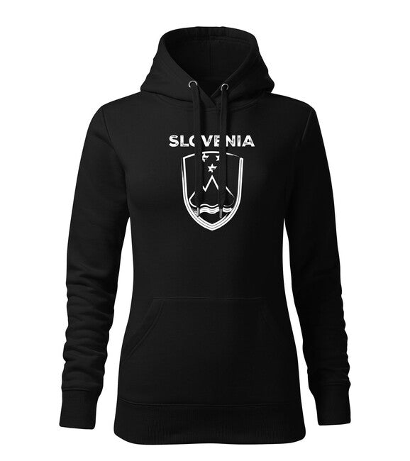 DRAGOWA damenhoodie Slowenisches Symbol mit Schriftzug Schwarz