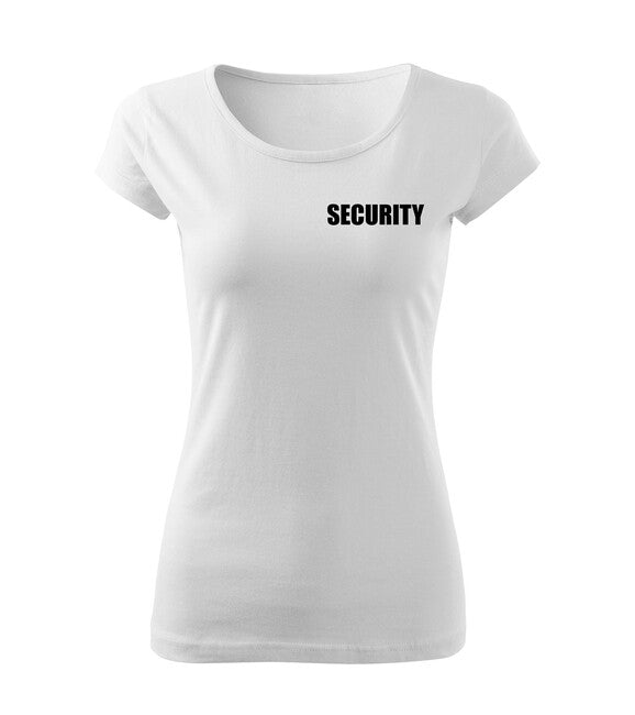 DRAGOWA damen T-shirt mit Aufschrift SECURITY, weiß
