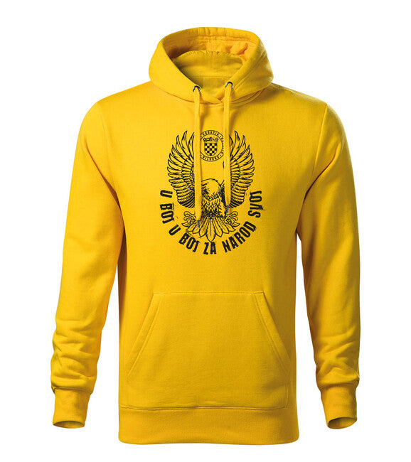 DRAGOWA herren-Kapuzenpullover HR Adler „u boj u boj za narod svoj“, gelb