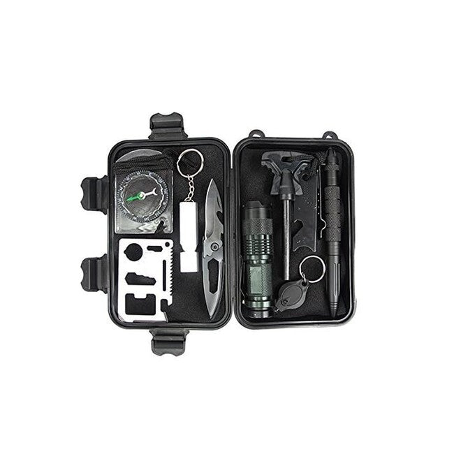 DRAGOWA TACTICAL Outdoor Survival Kit 10in1 Kiefer, klein