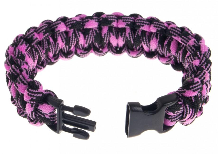 O&T Armband paracord Kunststoff- pracka, ruzovo-schwarz
