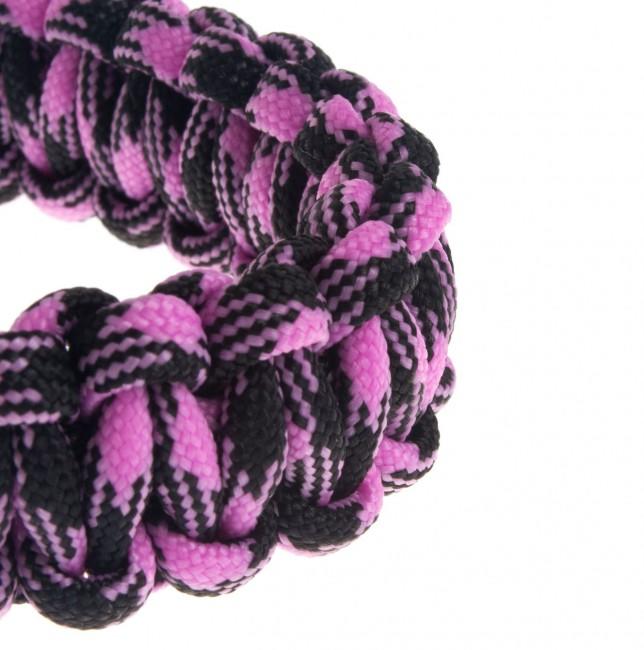 O&T Paracord Bracelet with Plastic Clasp, Pink-Black