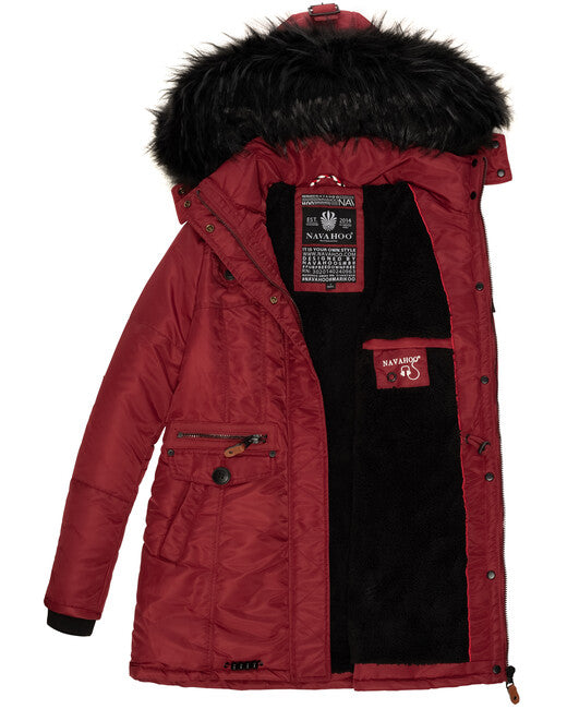 Navahoo SCHATZCHEN damen Winterjacke mit Kapuze, plum red