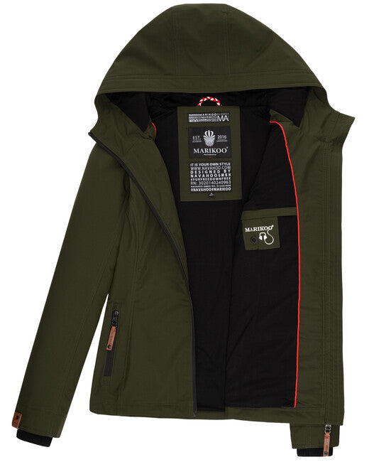 Marikoo BROMBEERE damen-Übergangsjacke mit Kapuze, oliv