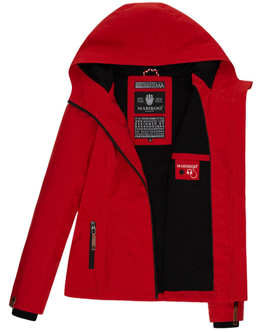 Marikoo BROMBEERE damen-übergangsjacke mit kapuze, rot