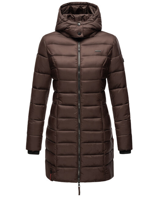 Marikoo Abendsternchen damen-Steppmantel mit Kapuze, dark choco
