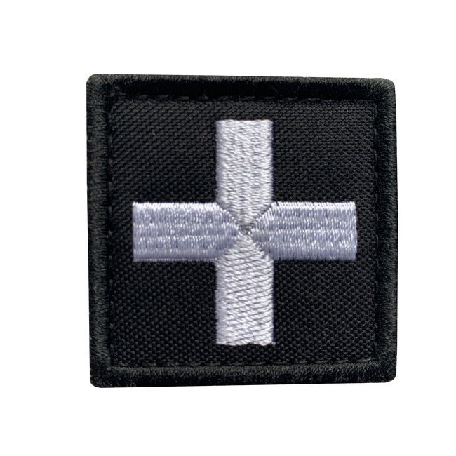 WARAGOD Embroidery Cross Medic Patch Aufnäher Black and White