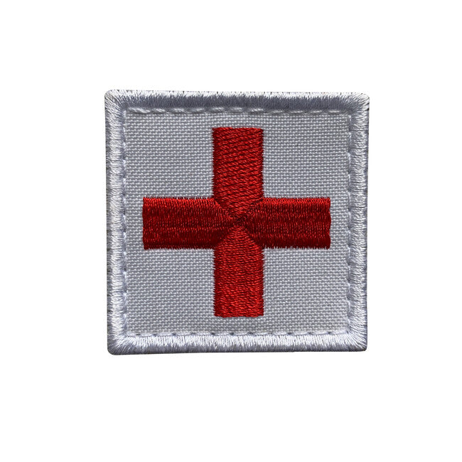 WARAGOD Embroidery Cross Medic Patch Aufnäher White and Red