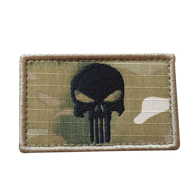 WARAGOD Embroidery Rectangle Punisher Aufnäher Flag Patch Multicam