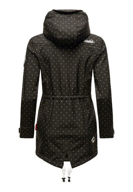 Marikoo ZIMTZICKE damen-winter-softshelljacke mit kapuze, schwarz gepunktet