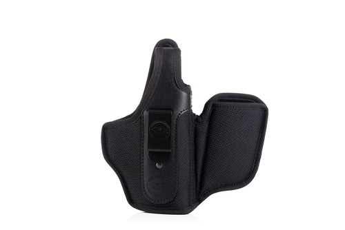 Falco puzdro appendic Marshall IWB zaistené s puzdrom na zásobník Ruger P93DC, čierne pravé