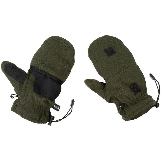 MFH Fleece-Fäustlinge mit Kordelzugschlaufen, od grün