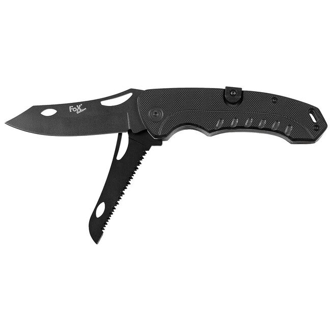 Fox Outdoor Jackmesser Einhand 2 in 1 schwarz Griff G10