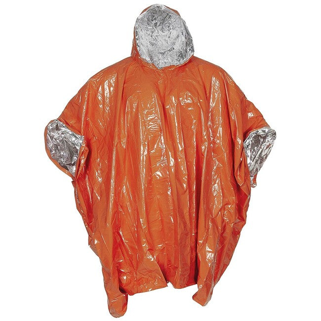 Fox Outdoor Notfallponcho einseitig aluminiumbeschichtet, orange