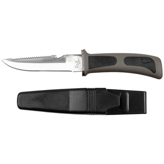 Fox Outdoor Tauchermesser, schwarz, gummigriff, mit scheide