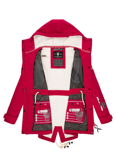 Marikoo ZIMTZICKE P damen-winter-softshelljacke mit kapuze, fuchsia