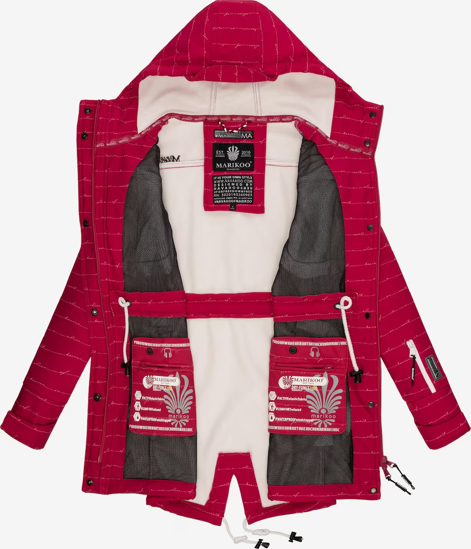 Marikoo ZIMTZICKE P damen-winter-softshelljacke mit kapuze, fuchsia