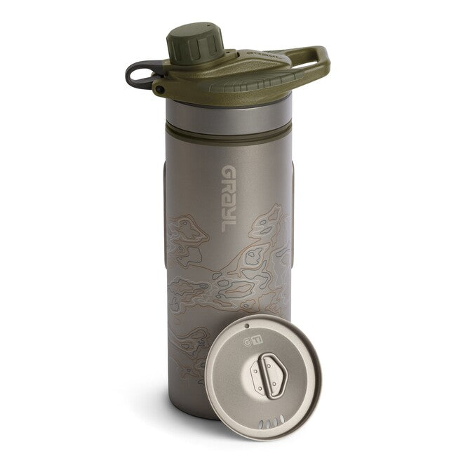GRAYL Titan GeoPress™ Filterflasche Luftreiniger + Kochdeckel, Olive Drab