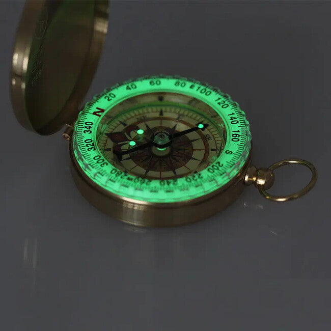 DRAGOWA Tactical Luma Pocket Brass Compass with Luminescence, Gold