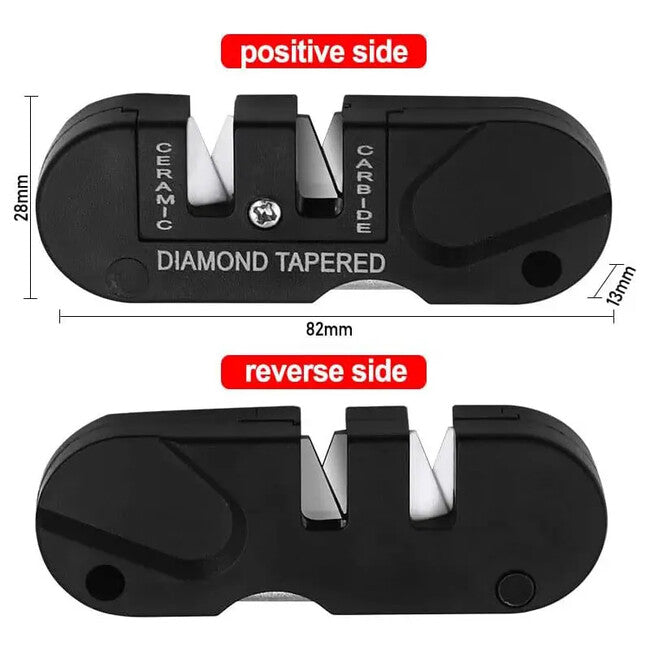 DRAGOWA Tactical Pocket Multifunctional Knife Sharpener 4in1 Drydune, Black