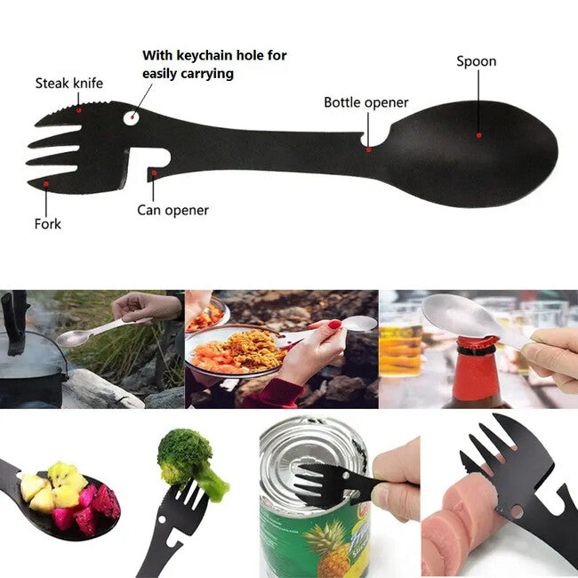DRAGOWA Tactical Camping Utensil 5in1 Erin, Black