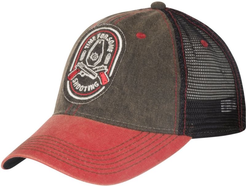 Helikon-Tex Shooting Time Trucker Cap - Dirty Washed Cotton - Dirty Washed Black / Dirty Washed Red C