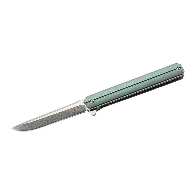 Herbertz Einhand-taschenmesser 9cm, titan, grün lackiert