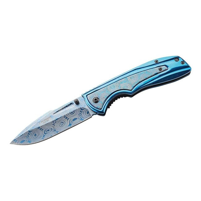 Herbertz Einhandtaschenmesser 8,6cm rostfreier Stahl Damastoptik