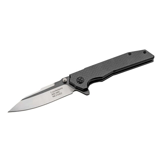 Herbertz Einhandtaschenmesser 8,8cm Kohlefaser G10 , Black Stonewash