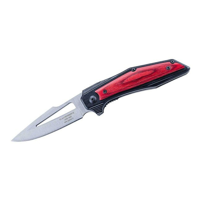 Herbertz Einhandtaschenmesser 8cm Pakkaholz Aluminium , rot-schwarz