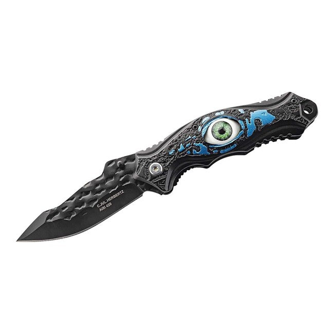 Herbertz Einhandtaschenmesser 8cm, aluminium, schwarz, augenmuster