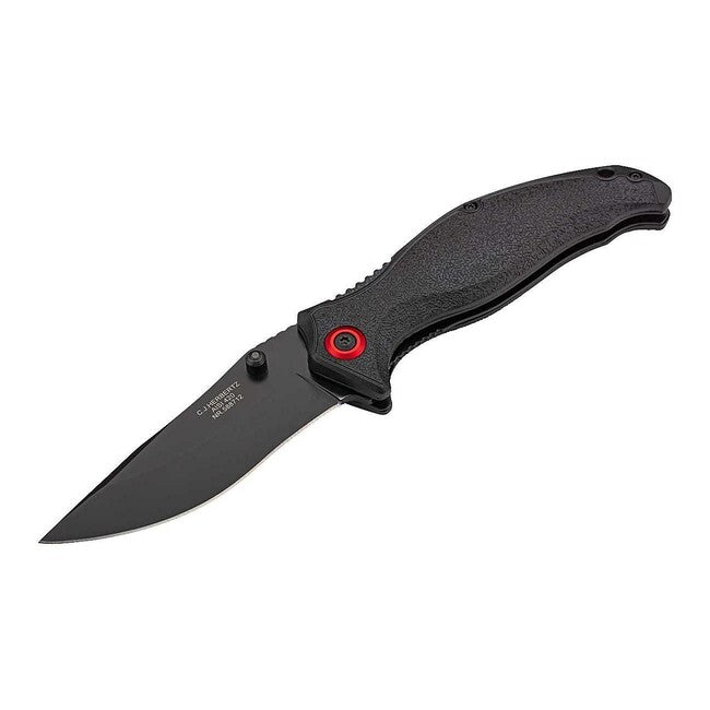 Herbertz Einhandtaschenmesser 9,4cm, fiberglas und aluminium, schwarz-rot