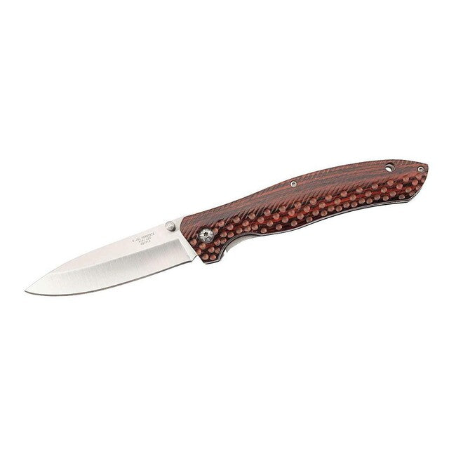 Herbertz Einhandtaschenmesser 9cm, gefrästes Holz Pakka