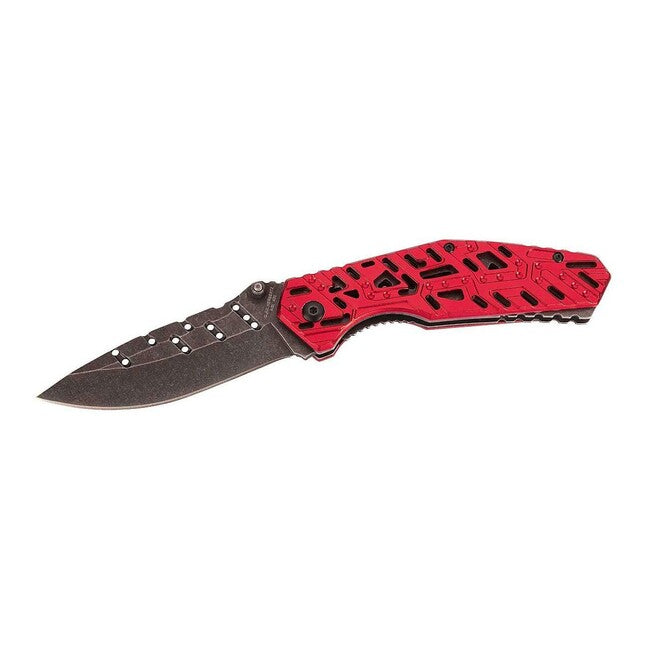 Herbertz Einhandtaschenmesser 9cm , aluminium, rot, stonewash