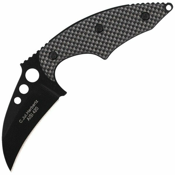 Herbertz Carambit-Look Halsmesser 6cm, aluminium, schwarz-grau