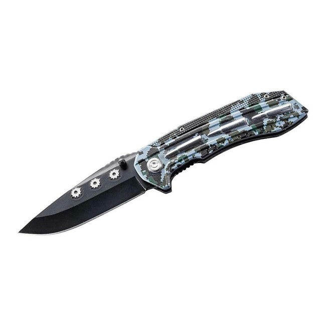 Herbertz Patrone Einhand-taschenmesser 9cm, aluminium, militärische Ausführung, Camo
