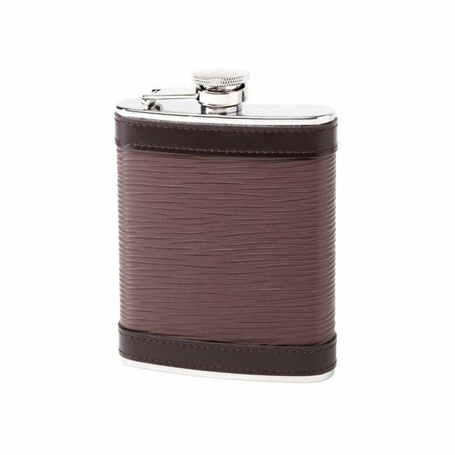 Herbertz Flachmann 177ml, edelstahl und leder