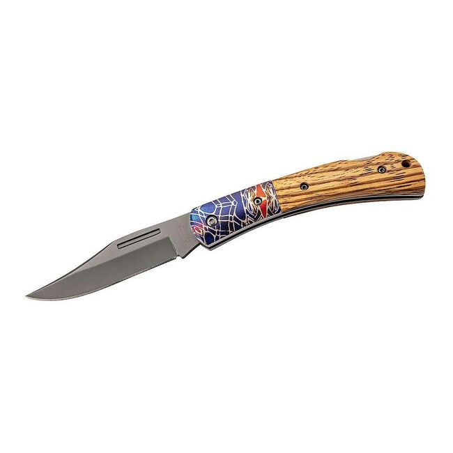 Herbertz taschenmesser 8,4cm Zebrano Holz, farbige Beschläge