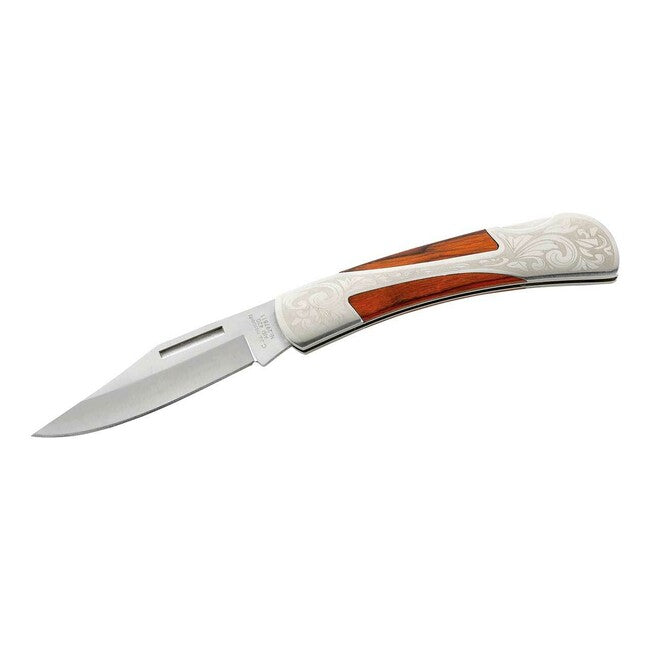 Herbertz taschenmesser 8,5 cm Pakkaholz rostfreier Stahl, florales Motiv