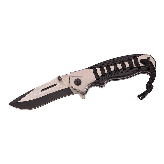 Herbertz taschenmesser 9 cm, schwarz-grau, Aluminium, Kunststoff, Paracord