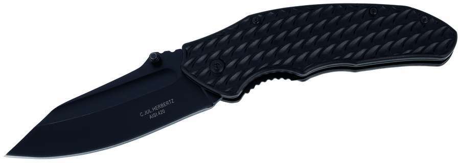 Herbertz taschenmesser 9,5 cm, ganz schwarz, aluminium